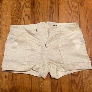 Helmut Lang white patterned shorts